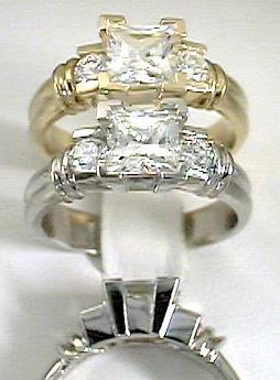 14k Princess-cut & Round CZ Ring